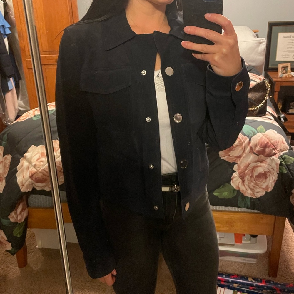 Michael Kors navy Italian cow leather jacket - Picture 13 of 16